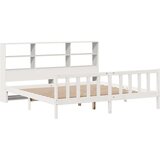 vidaXL Knjižna postelja brez vzmetnice bela 200x200 cm trdna borovina | Shoptok.si