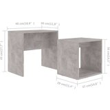 vidaXL Komplet klubskih mizic betonsko siv 48x30x45 cm iverna plošča | Shoptok.si
