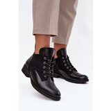 VINCEZA Patent Leather Women's Ankle Boots with Decorative Embossing Insulated | Shoptok.si