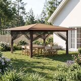 Gazebo s 4 bočne strane 4 x 4 m Bež i smeđa | shoptok.hr