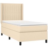  Box spring postelja z vzmetnico LED krem 100x200 cm blago, (20900511) | Shoptok.si