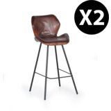 GINER Y COLOMER Stol iz naravnega usnja s kovinskimi nogami, (22147111) | Shoptok.si