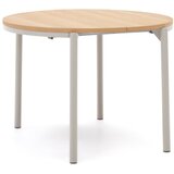 Kave Home Okrogla raztegljiva jedilna miza z mizno ploščo v hrastovem dekorju v naravni barvi ø 90 cm Montuiri – | Shoptok.si