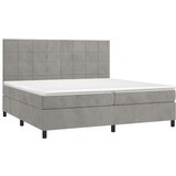  Box spring postelja z vzmetnico LED svetlo siva 200x200cm žamet, (20761121) | Shoptok.si