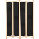 vidaXL Sobna pregrada s 4 panela od tkanine 160 x 170 x 4 cm crna Cijene