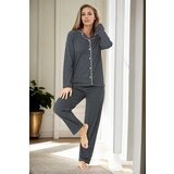 Dewberry U5515 Womens Long Sleeve Pyjama Set-ANTHRACITE cene