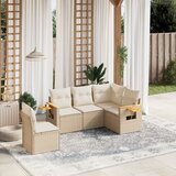  The Living Store Vrtna sedežna garnitura 5-delna z blazinami bež poli ratan - Vrtna Sedežna Garniture, (21472016) Cene