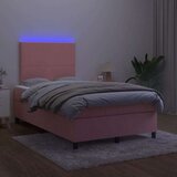  Krevet box spring s madracem LED ružičasti 120x190cm baršunasti | shoptok.hr
