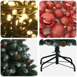  Umjetno božićno drvce zeleno s kuglicom 150 cm 150 LED lampica - Zeleno sa zamrznutim vrhovima Ø 80 x 150 cm sa 150 LED žaruljic | shoptok.hr