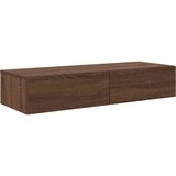 vidaXL Stenska polica s predali rjav hrast 100x36x19 cm inženirski les | Shoptok.si