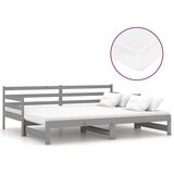  Dnevni ležaj na izvlačenje 2 x (90 x 200) cm sivi od borovine | shoptok.hr