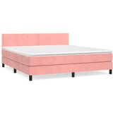  The Living Store Box spring postelja z vzmetnico roza 160x200 cm žamet - Box Spring Postelja, (21445766) | Shoptok.si