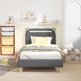 Krevet za djecu s uzglavljem Tamnosiva 80 x 160 cm Tkanina | Eponuda.com
