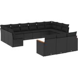  13-dijelni set vrtnih sofa s jastucima poliratan crni | shoptok.hr
