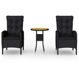 vidaXL 3-dijelni vrtni bistro set od poliratana crni | shoptok.hr