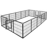 Kućni ljubimci Ogradica/igralište za štence od 8 dijelova, sklopiva, metalna, crna 100cm | shoptok.hr