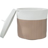  Košara za pohranu s poklopcem smeđe-bijela Ø 40x35 cm pamučna | shoptok.hr