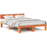 vidaXL Krevetni okvir s uzglavljem vax smeđe boje 160x200 cm od masivne borovine | shoptok.hr