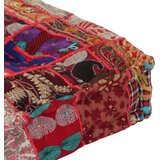  Tabure s patchworkom četvrtasti pamučni 50 x 50 x 12 cm crveni | shoptok.hr