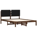  Krevetni okvir s tapiciranim uzglavljem Tamno smeđa i crna - tamno smeđa i crna 160 x 200 cm | shoptok.hr