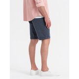 Ombre Men's short shorts with structured knit elastic band - navy blue | Eponuda.ba