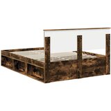  Okvir za krevet s uzglavljem Dimljeni hrast 135 x 190 cm | shoptok.hr