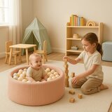 MeowBaby Ružičasti korduroi bazen s lopticama ø 90x30 cm Montessori - | shoptok.hr