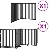 vidaXL Ograda za pse z vrati zložljiva 6 panelov črna 480 cm les, (5000123098) | Shoptok.si
