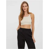 Vero Moda Cream ribbed crop top Fibly - Women