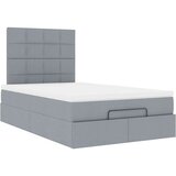 vidaXL Otomanski posteljni okvir z vzmetnico siv 120x190 cm blago | Shoptok.si