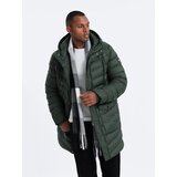 Ombre Men's winter quilted parka jacket - dark olive green Cijene
