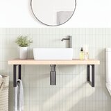  Zidna polica za umivaonik od čelika i masivne hrastovine Smeđa 100 x 60 x 4 cm | shoptok.hr