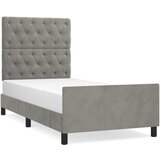 The Living Store Posteljni okvir z vzglavjem svetlo siv 80x200 cm žamet - Posteljni Okvir Z Vzglavjem, (21490930) | Shoptok.si