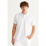 ALTINYILDIZ CLASSICS Men's White 100% Cotton Roll-Up Collar Slim Fit Slim Fit Polo Neck Short Sleeved T-Shirt. cene