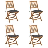 Maison Chic Zložljivi Vrtni Stoli - Stol za vrti 4 kosi z blazinami trden akacijev les JS2951, (21875987) | Shoptok.si