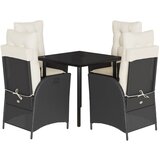  5-dijelni vrtni blagovaonski set s jastucima od poliratana crni Crna 80 x 80 x 74 cm | shoptok.hr