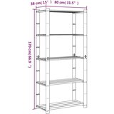 vidaXL Stalak za pohranu s 5 razina crni 80x38x170 cm masivna borovina | shoptok.hr