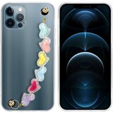 Cadorabo Ohišje, združljiv z Appleom v prozornih s pisanimi srci - zaščitni pokrov iz fleksibilnega silikona TPU z zapestno verigo, (20617581) | Shoptok.si