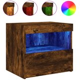  Noćni ormarić s LED svjetlima boja dimljenog hrasta 50x40x45 cm | shoptok.hr