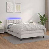  Krevet box spring s madracem LED bijeli 120x200 cm umjetna koža | shoptok.hr