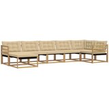  Set vanjskih sofa 7 kom. Bijela i bež Čvrsto drvo akacije | shoptok.hr