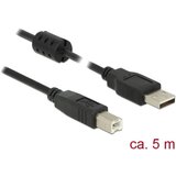 Delock USB kabel USB 2.0 USB-A vtič\, USB-B vtič 5.00 m črna s feritnim jedrom 84899, (20415734) | Shoptok.si