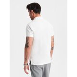 Ombre Polo shirt in cotton pique knit - ecru | shoptok.hr