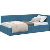 vidaXL Kutni okvir kreveta s uzglavljem Plava 90 x 190 cm Baršun | shoptok.hr