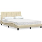 vidaXL Postelja z vzmetnico krem 140x200 cm blago Cene