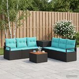  Set sofe 8 kom. Crna i Plava Poli Rattan i čelik | shoptok.hr