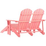  Vrtni dvosjed Adirondack od jelovine s otomanom ružičasti | shoptok.hr