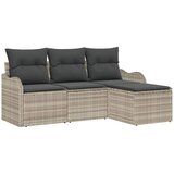  Sjedeća garnitura za vrt 4 kom. Svijetlo siva poliratan Svjetlosiva 176 x 117 x 69 cm | shoptok.hr
