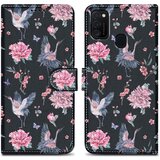 Cadorabo Ohišje, združljiv s Samsungom - Design Crane & Flowers št. 9 - Zaščitni pokrov z magnetnim zapiranjem, funkcijo stojala in režo za kartico, (20694817) | Shoptok.si