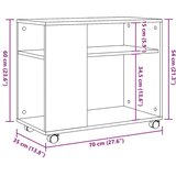 vidaXL Stranska mizica s kolesi sonoma hrast 70x35x60 cm inžen. les | Shoptok.si